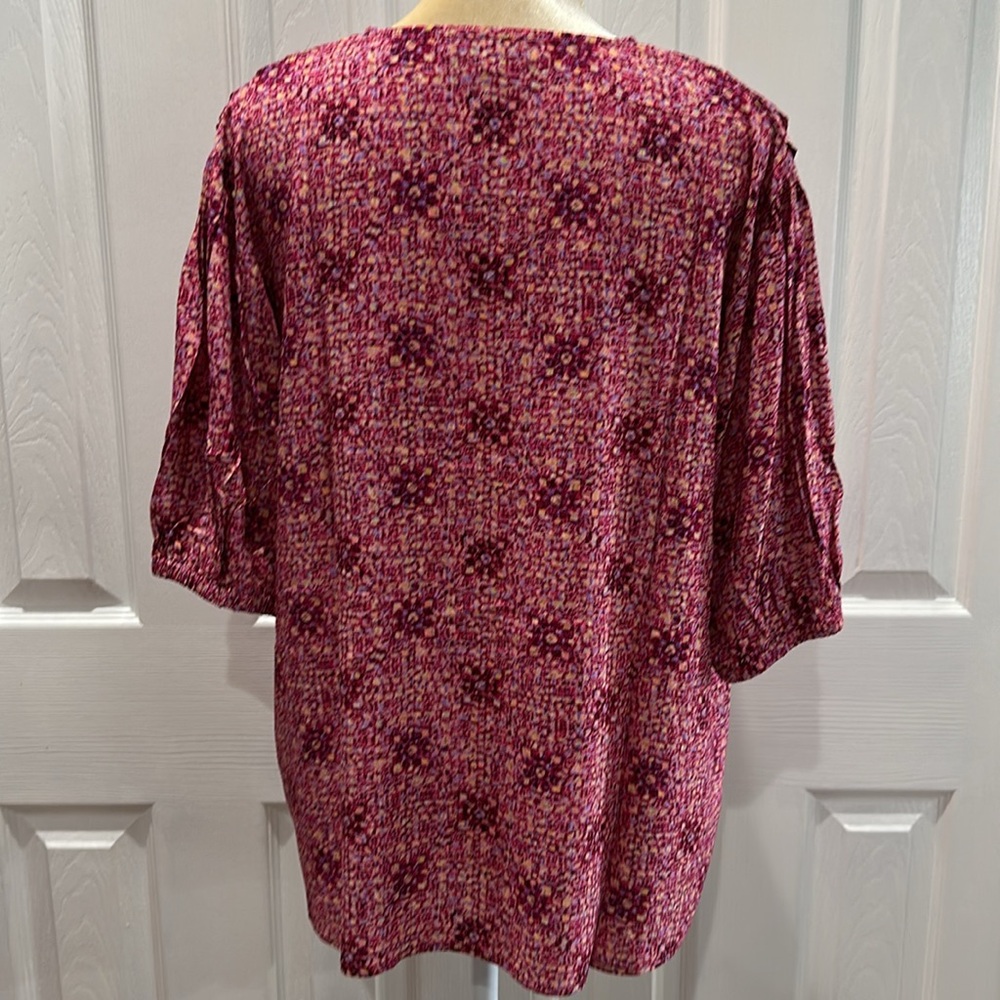 TAYLOR TILLMAN NEW YORK KAYLA PLEATED SHORT-SLEEVE TOP Size L - Picture 5 of 9